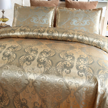 3pcs Luxurious European Satin Jacquard Duvet Cover Set