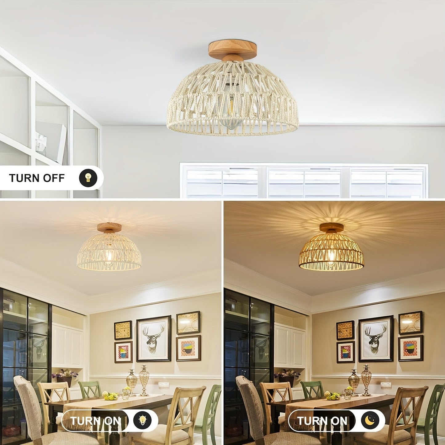 Rattan Glow Pendant Chic Ceiling Light