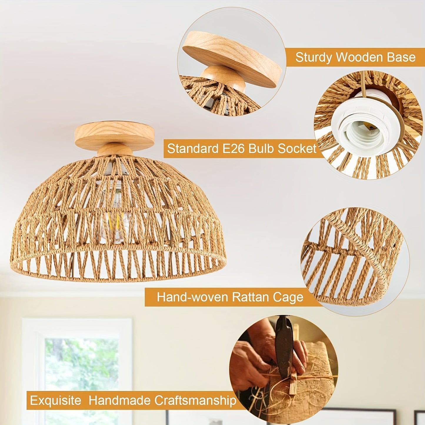 Rattan Glow Pendant Chic Ceiling Light